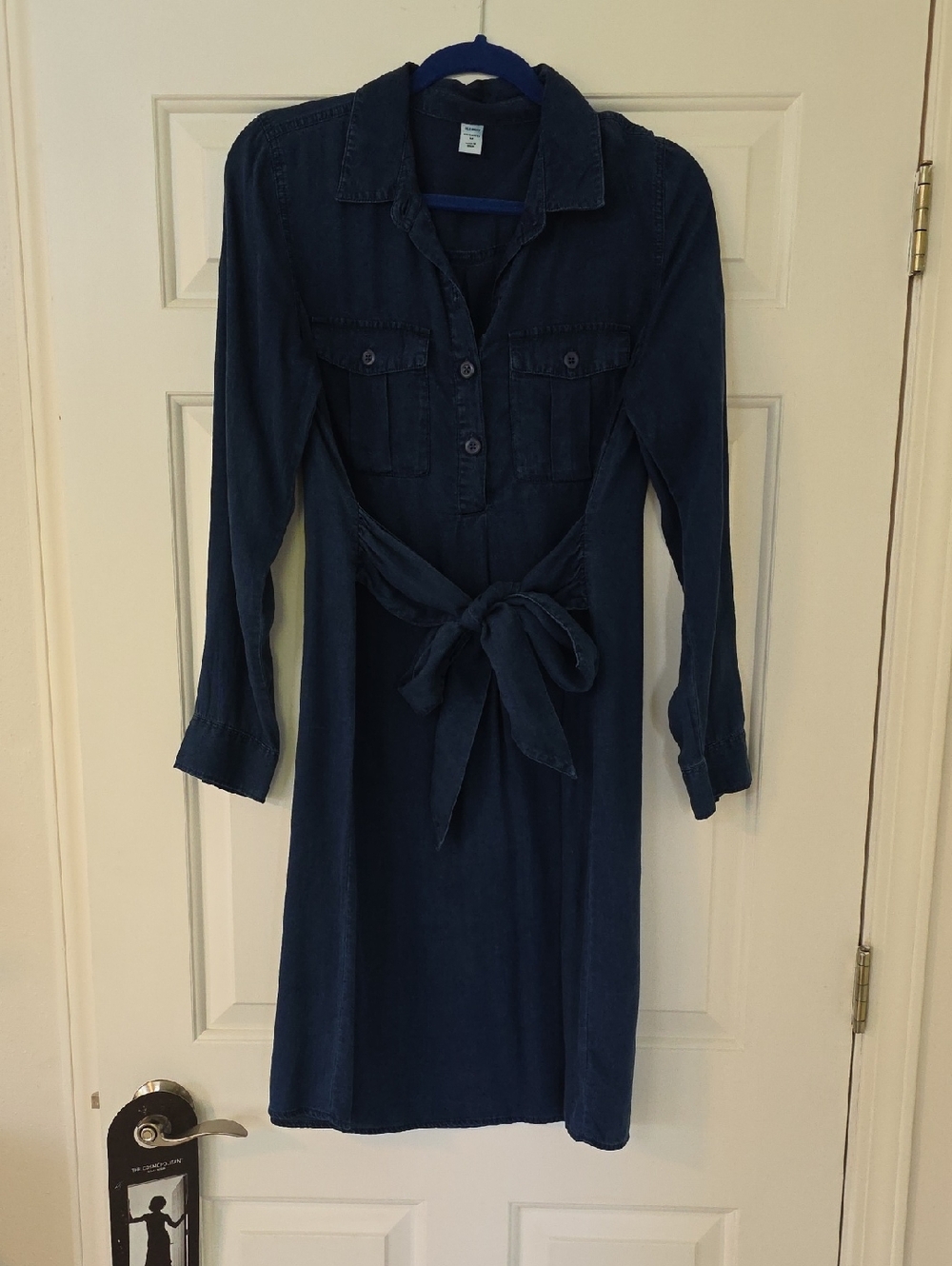 Old Navy Maternity Dark Navy Button-Front Shirt Dress with Waist Tie